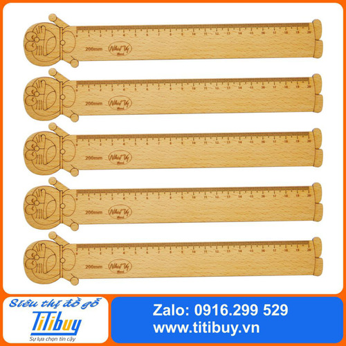 Thước gỗ Doremon 200mm - Combo 5 sản phẩm